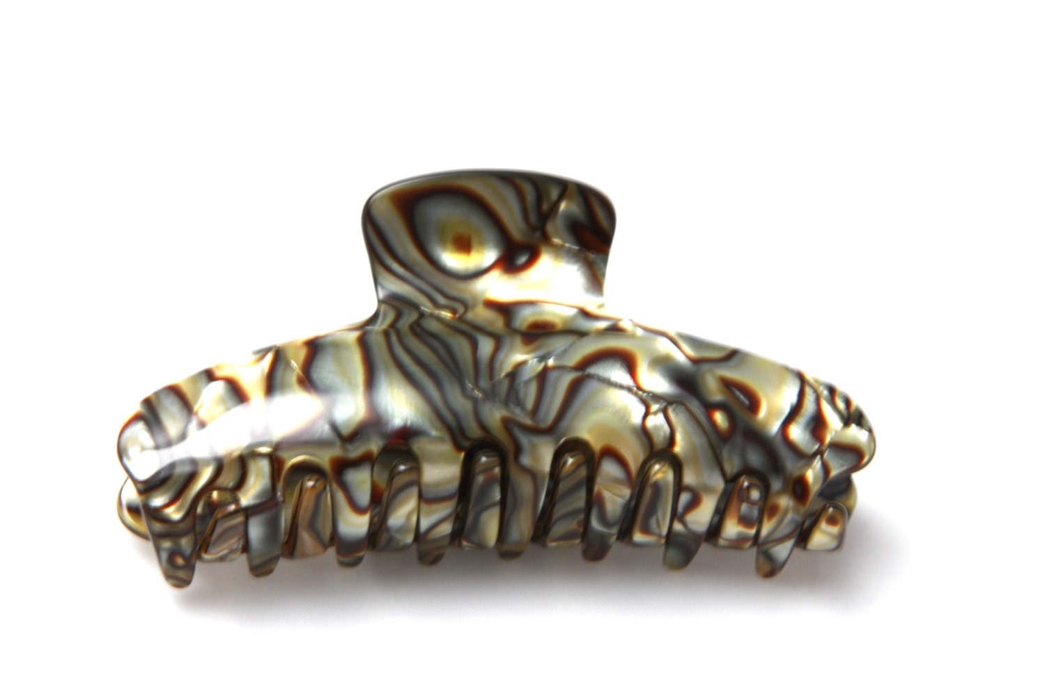 French Hair Claw Couture Tortoise Alligator Jaw Pattern Onyx