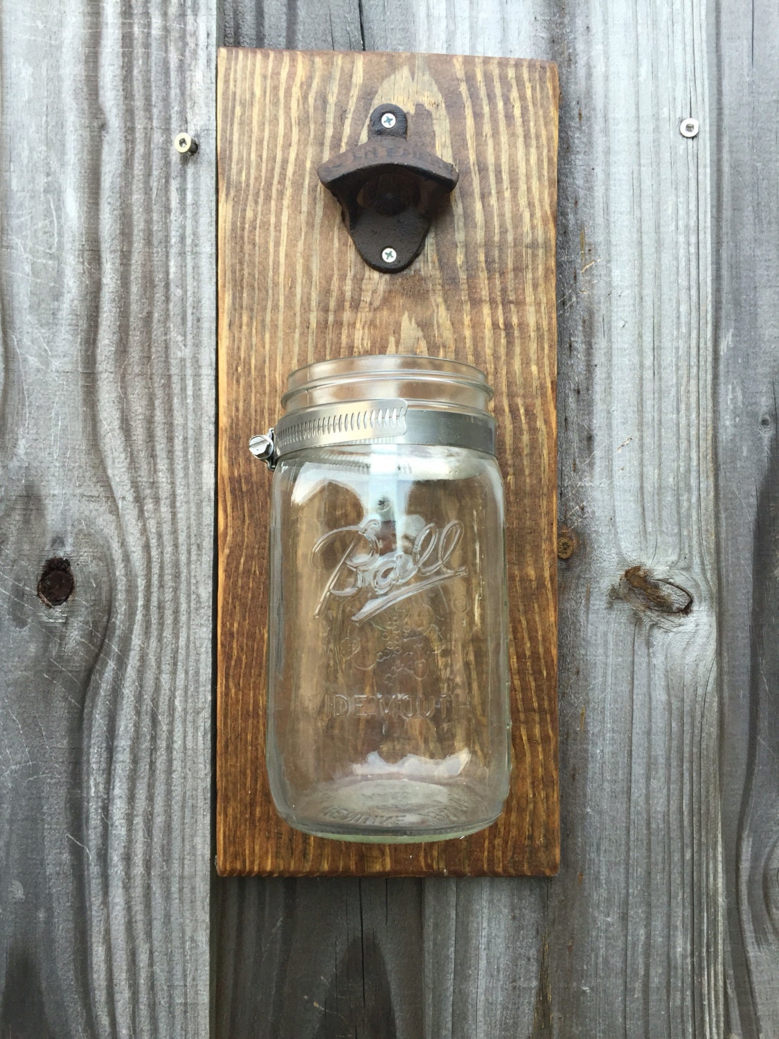 Wall mount mason jar bottle opener Wooden Bottle opener Wood