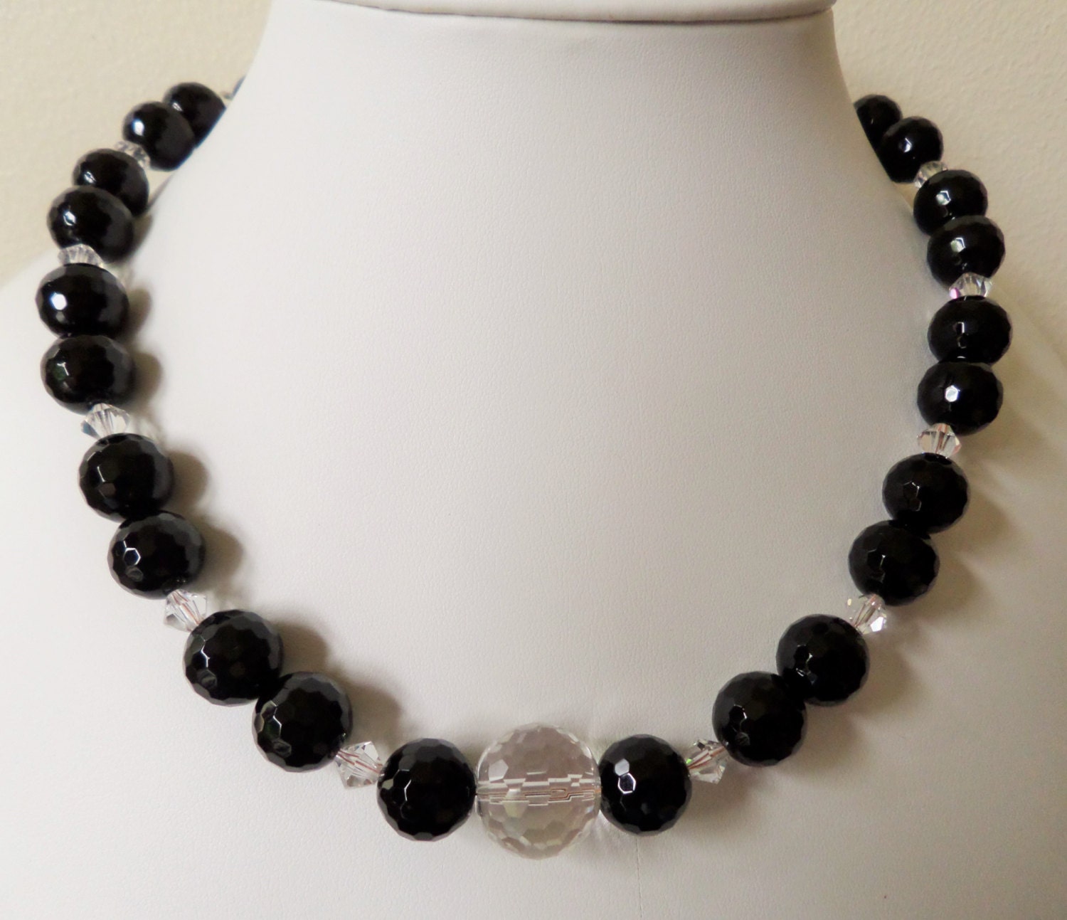Black onyx necklace by CoastalMoonJewellery on Etsy