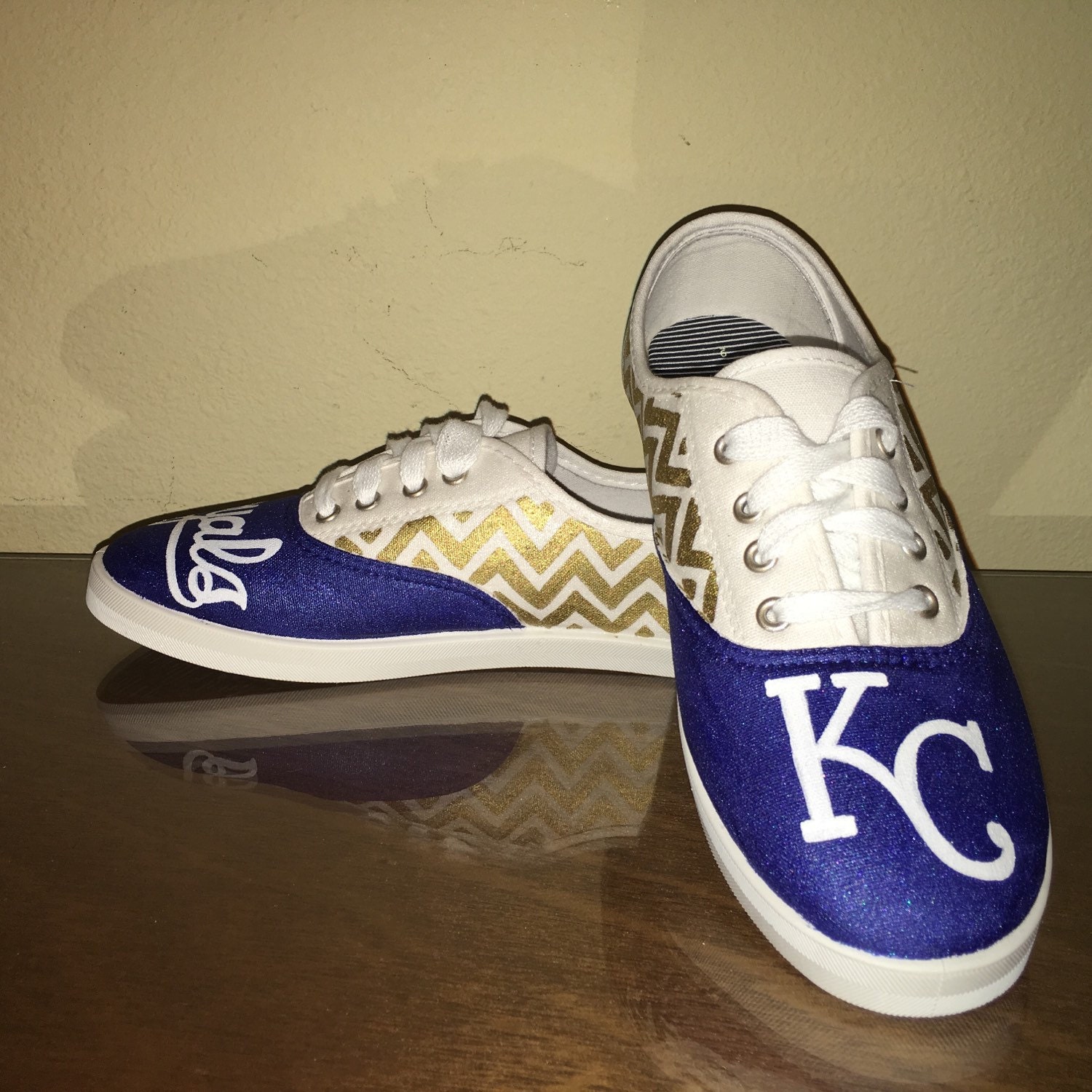 Kansas City Royals womens shoes KC gold by SpiritedJDesigns