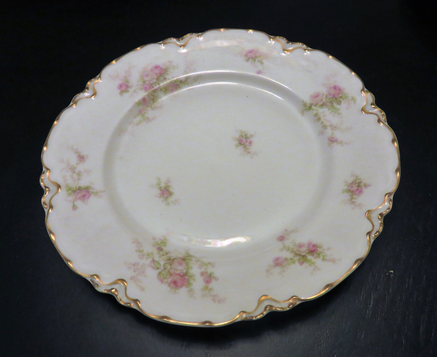 Haviland Limoges Rose Pattern Dinner Plate, Double Gold Border, Pink ...