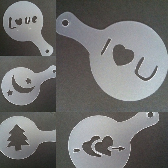 Latte Art Stencil Set of Coffee Stencils Cappuccino Dusters