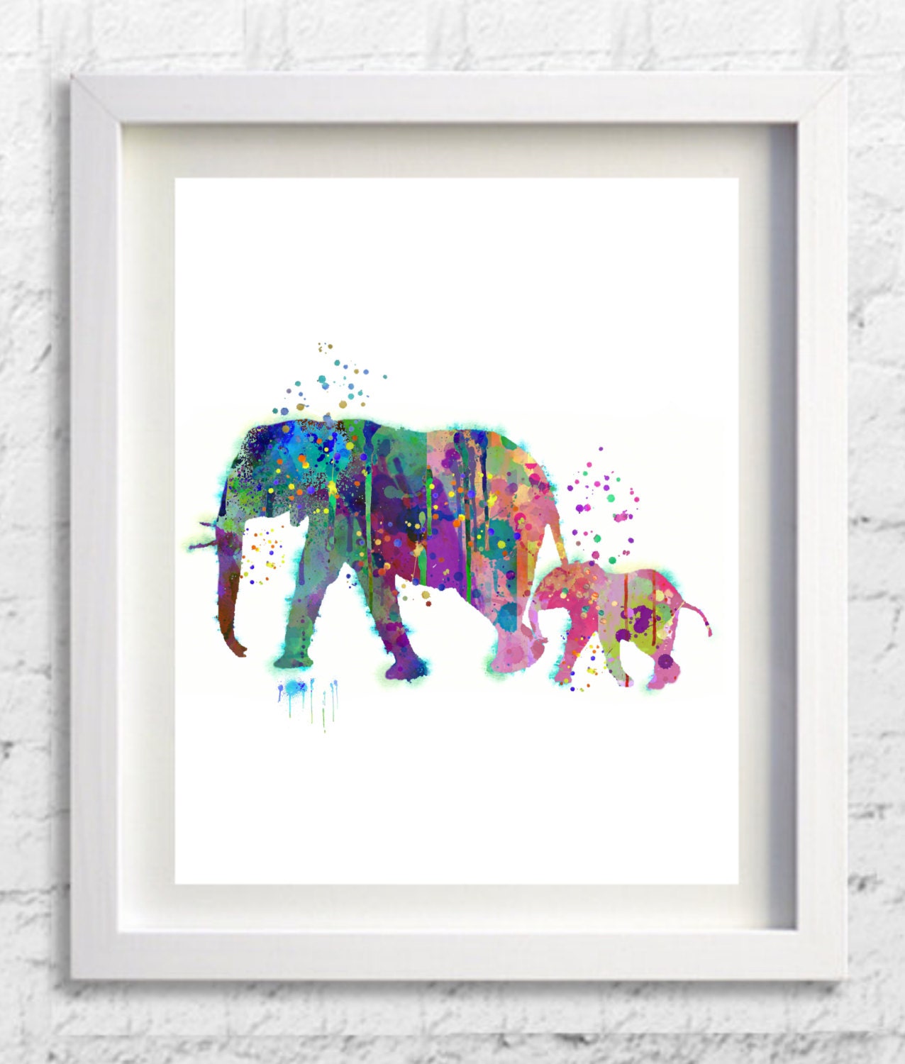 Elephant Family Art Print Wedding Gift idea Wall Art