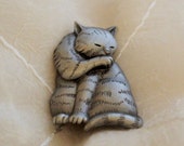 Vintage Pewter Cat Pin Brooch Vintage Pewter Cat Pin Brooch