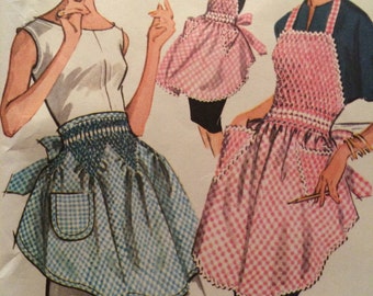 Mint Vintage Smocked Apron Pattern McCalls 6664