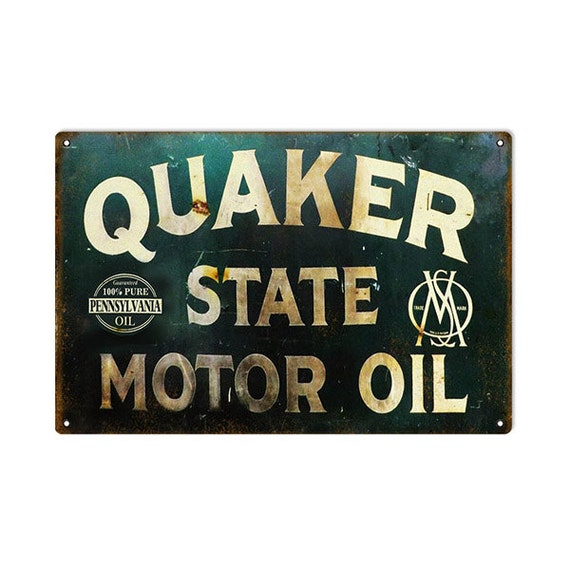 Reproduction Quaker State Motor Oil Sign by mysigngarage on Etsy