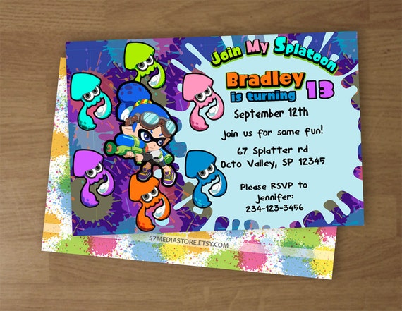 Splatoon Birthday Party Invitation Digital Printable
