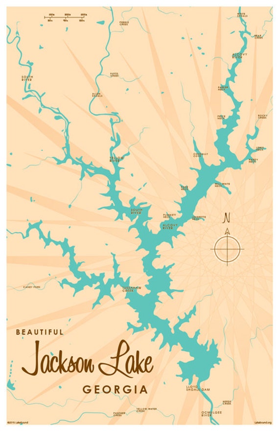 Jackson Lake GA Map Print