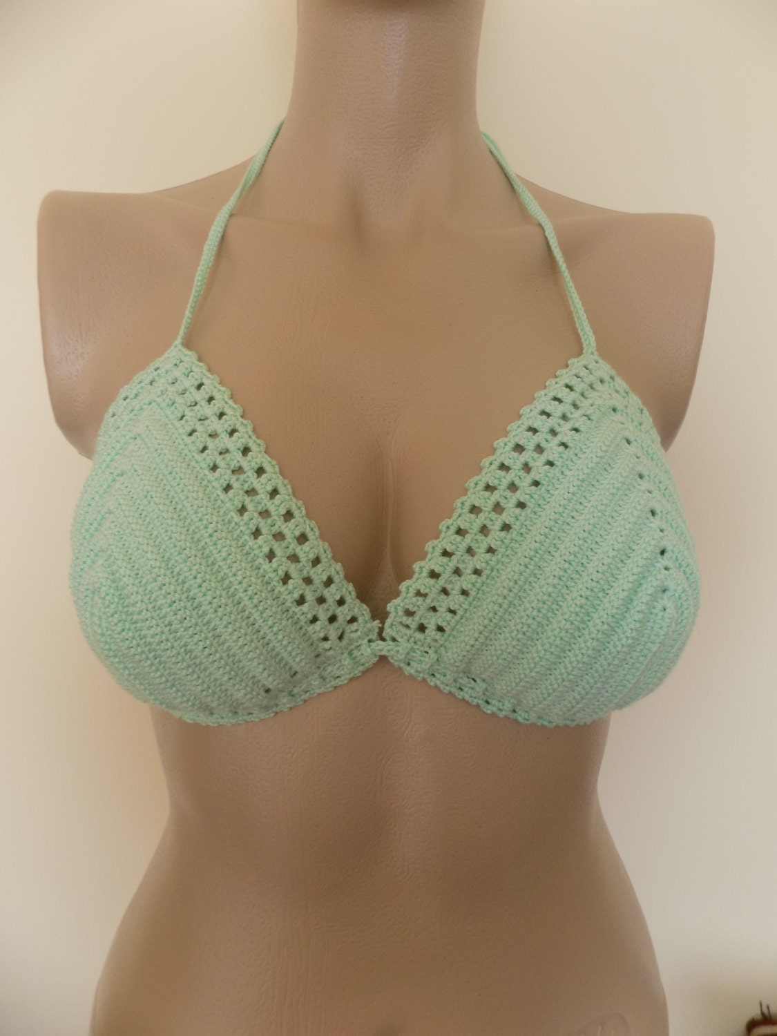 Mint Green Crochet topCrochet bikini by cheerfulboutique on Etsy