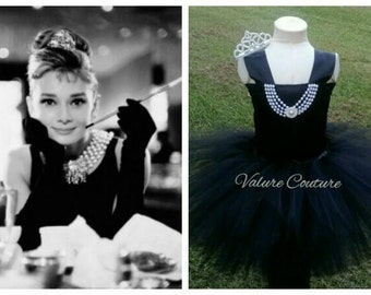Audrey Hepburn Holly Golightly Breakfast at Tiffanys Inspired TuTu Dress Facebook.com/ValureCouture Pinterest.com/ValureCouture