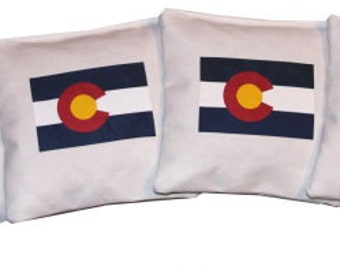 Colorado Flag White Cornhole Bean Bags Money Back Guarantee