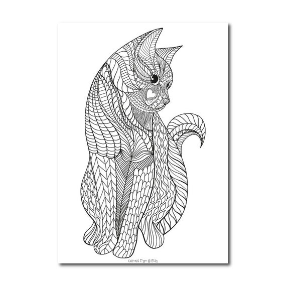 Download Inked Cat Colouring Page Vector PDF File