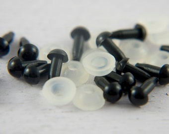 10 (5 pairs) x 4mm safety eyes in black plastic for doll, crochet, plushies