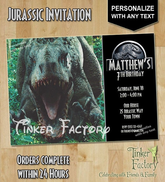 Jurassic World Birthday Party Invitation - Digital File - Printable - Dinosaurs