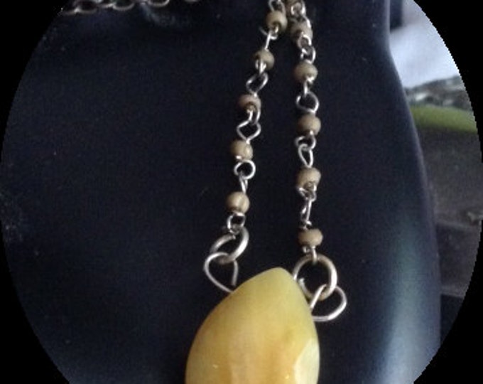 Yellow Opal Teardrop Pendant Necklace...faceted opal gemstone necklace
