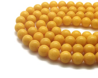 Fil Perles Jade Mashan Jaune 4∼10mm Perle Jade Jaune Perle Jaune Pierre Jaune Jade Ronde Jaune Perles pour Bijoux Grossiste Perles