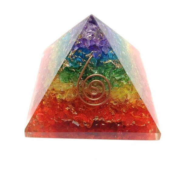 One 1 Bonded Chakra Layered Orgone Pyramid for by SoothingCrystals