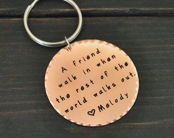 Hand stamped personalized keychain - best friend keychain Friendship Key chain