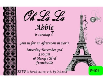 Paris Invitation - Digital Personalized Invite - French Paris Invite P101