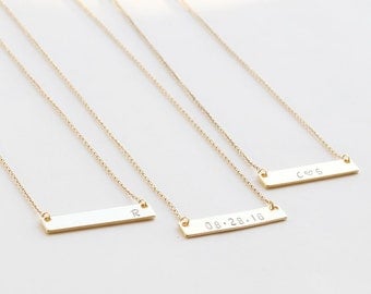 Gold Bar Necklace, Personalized Name Bar Necklace, Bridesmaid gift, christmas, best friend, valentines day gift, friendship necklace jewelry