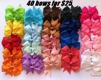 Hair bows -40 3" bows with alligator clip-baby hair bows-40 bow bundle
