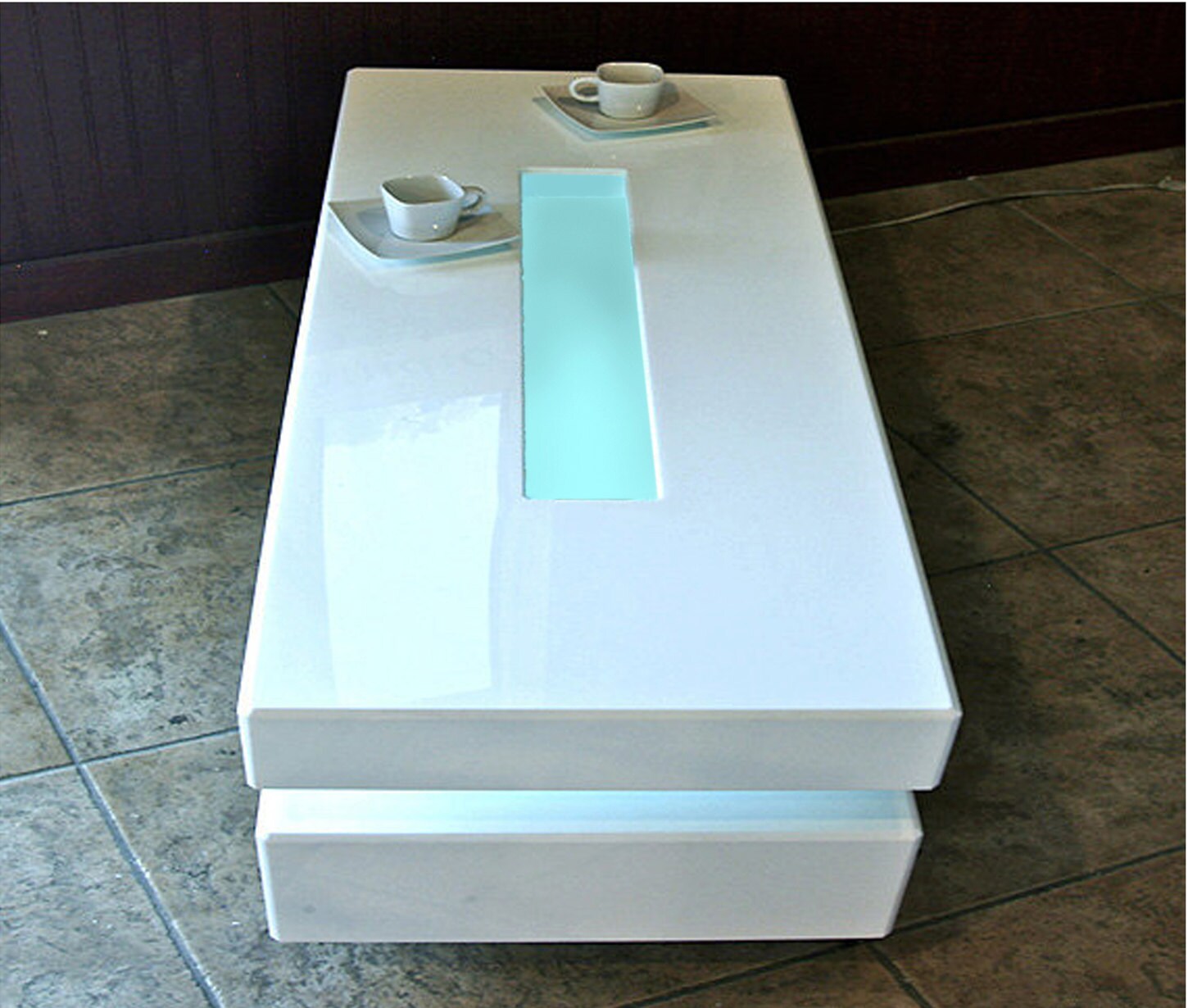 Designer's acrylic coffee table white lighted modern