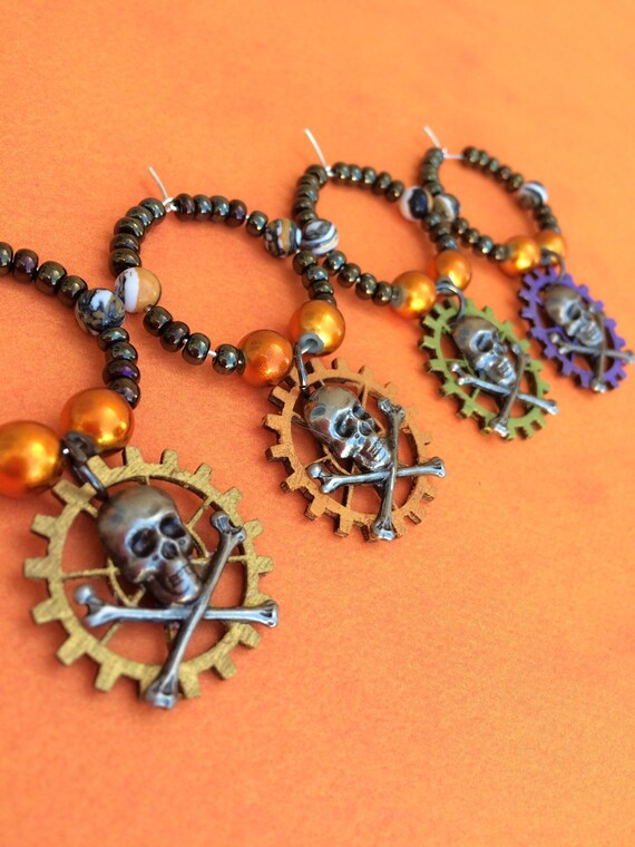 charms wineglass   wine Halloween Skull cross wine and glass bones cross  charms, charms