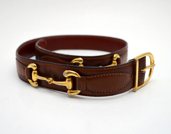 Vintage Longhi Women's Belt Brown Leather with Gold Toned