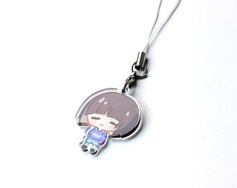 Undertale Frisk 1" Mini Acrylic Charm with Phone Strap (Double Sided Front & Back)