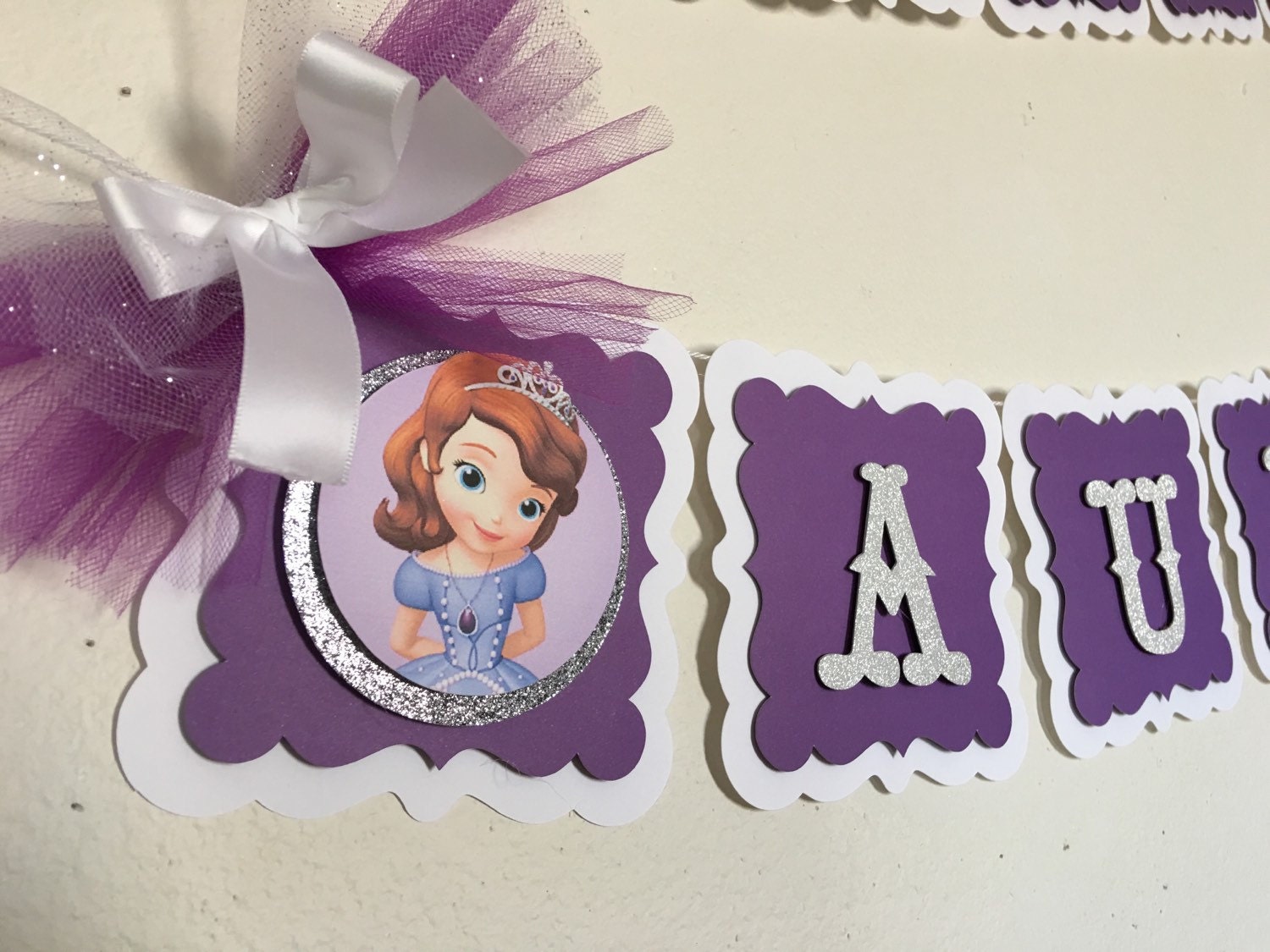 Sofia the first birthday banner name and age included