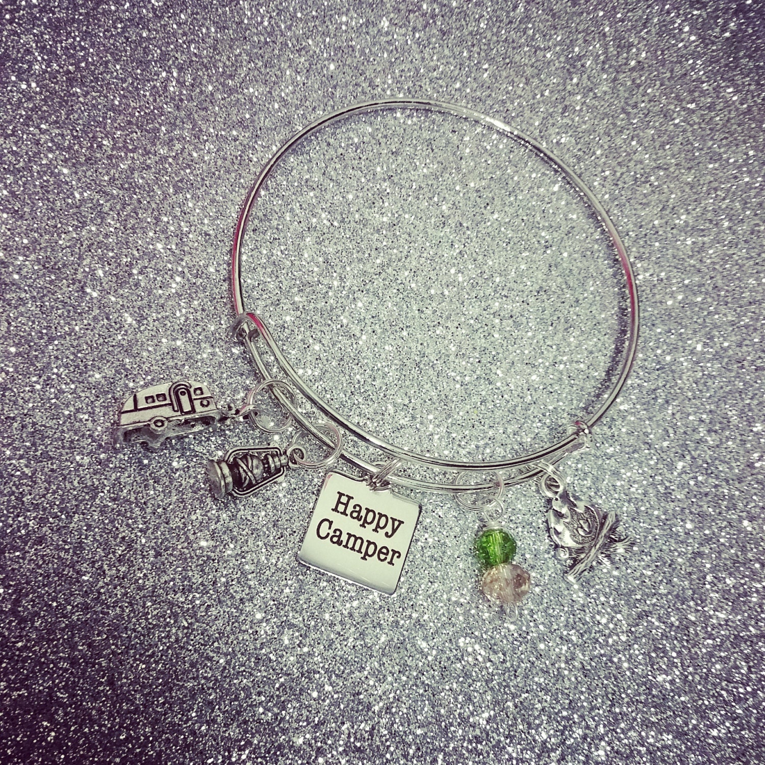 camping charm bracelet.camping gifts.camping.expandable