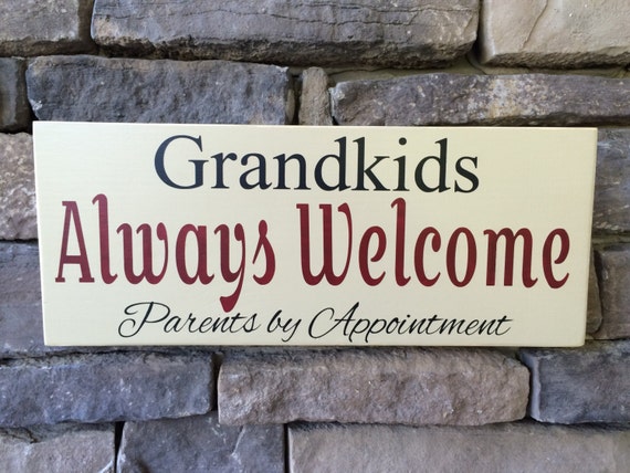 Items similar to Grandkids Always Welcome Parents by Appointment Wooden ...