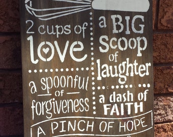 KITCHEN SIGN/FAMILY recipe sign/housewarming gift/hostess gift/family gift/kitchen decor/rustic signs