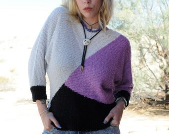 Colorblock Knit Sweater · That Place Palm Springs · Batwing Sleeves 70's