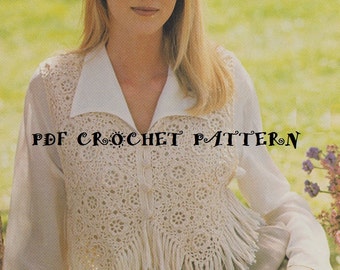 Crochet Ladies Irise Rose Short Vest Pattern #KC0077, Advanced Skill Level, Crochet PDF Pattern