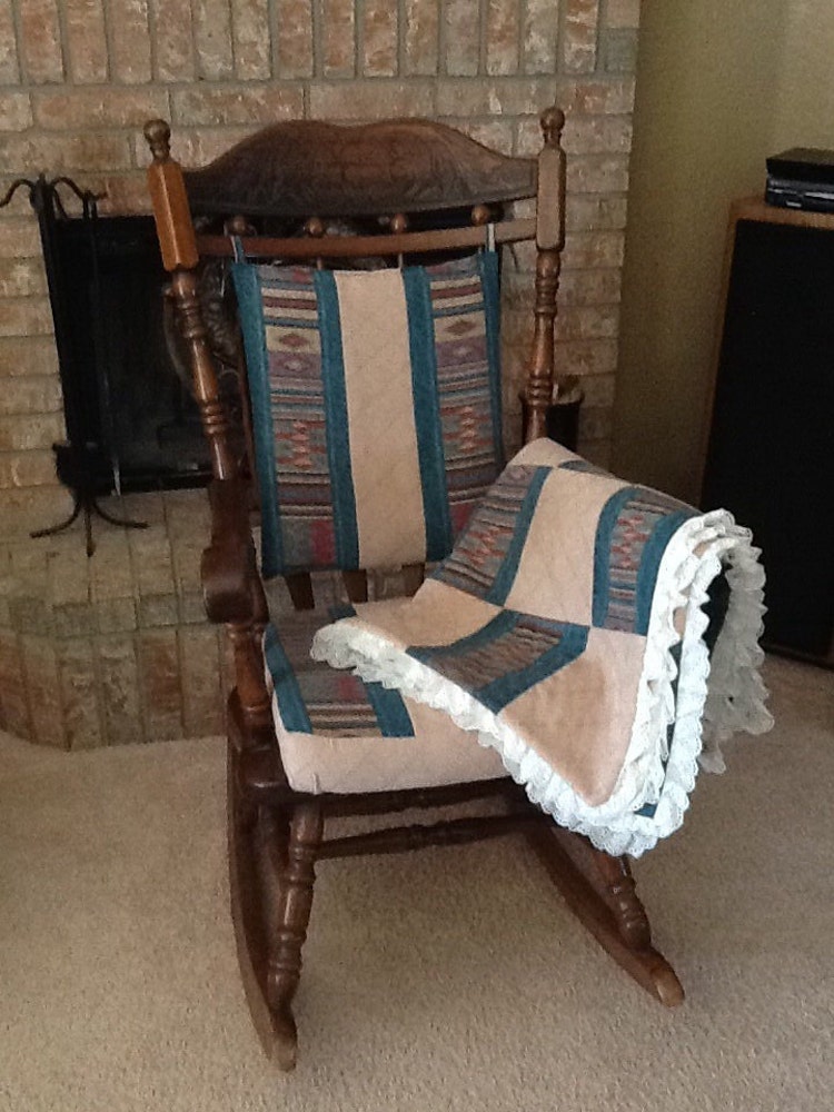 Rocking chair cushions handmade in quilted pattern by OhSuzannaTX