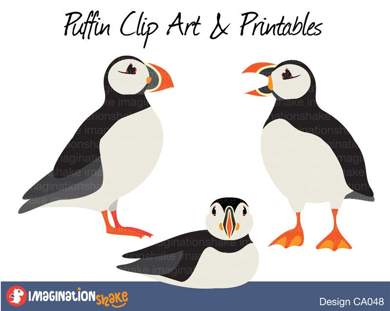 Puffin Clip Art &amp; Printables Set / Clipart / Puffins Wall
