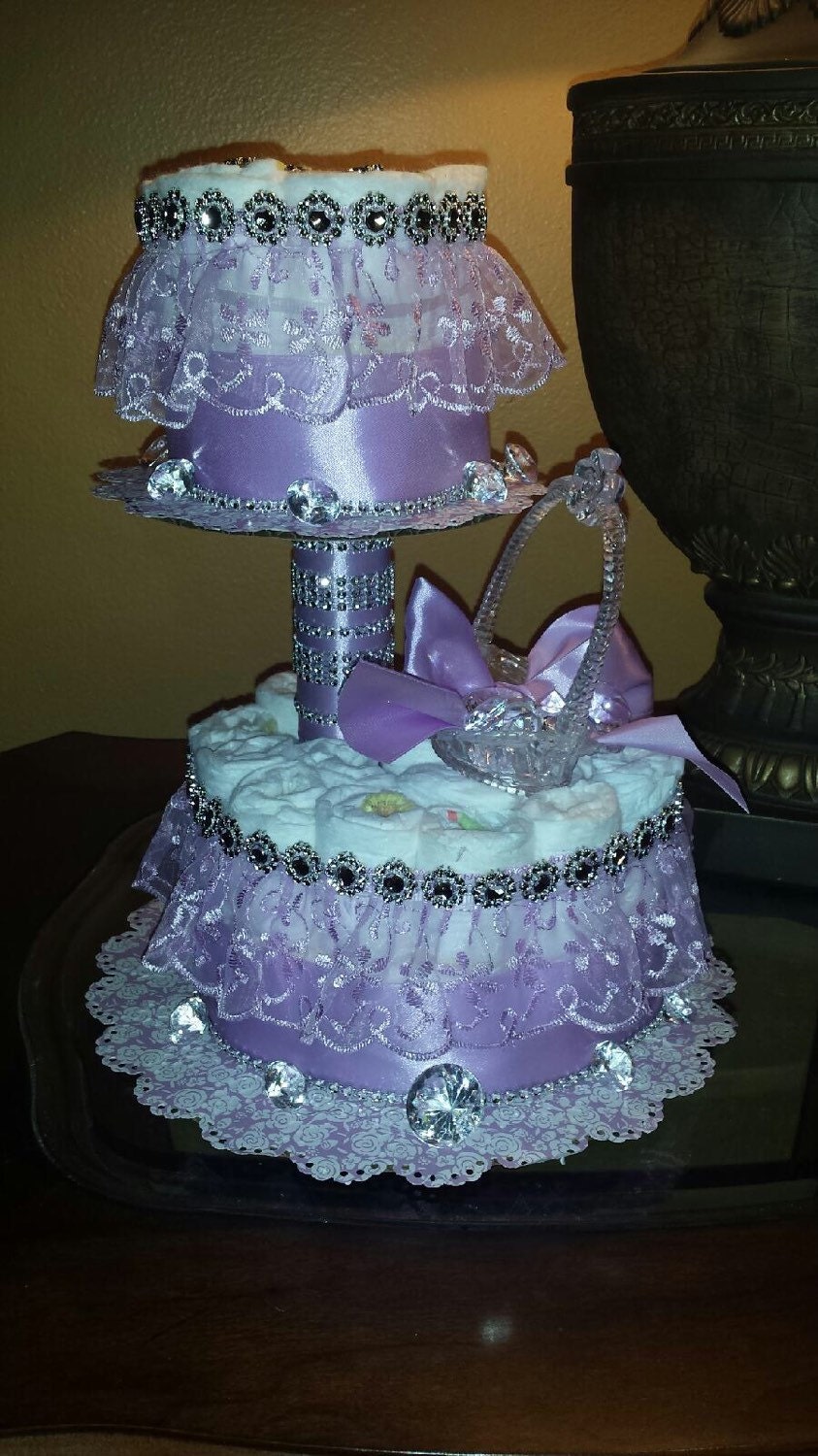 Elegant purple diaper cake