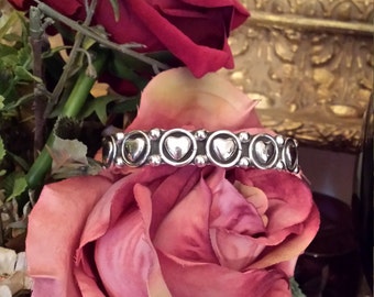 Sterling silver vintage heart cuff bracelet
