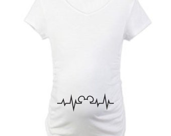 On Sale - Disney Mickey Heartbeat... Women's Maternity Scoop Neck Fine Jersey Tee