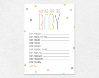 Wishes For Baby, Well Wishes, Printable, Shower Wishes, Gender Neutral, Baby Shower Game, Baby Shower Ideas, PDF Instant Download #BPB93_4