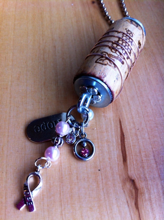 Items similar to Breast Cancer Awareness wine cork rear view mirror