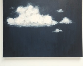 Original Painting, Acrylic Painting, Cloud Art, Cloud Painting, Landscape Painting, Painting on Canvas, Wall Art, Navy, Black, Grey