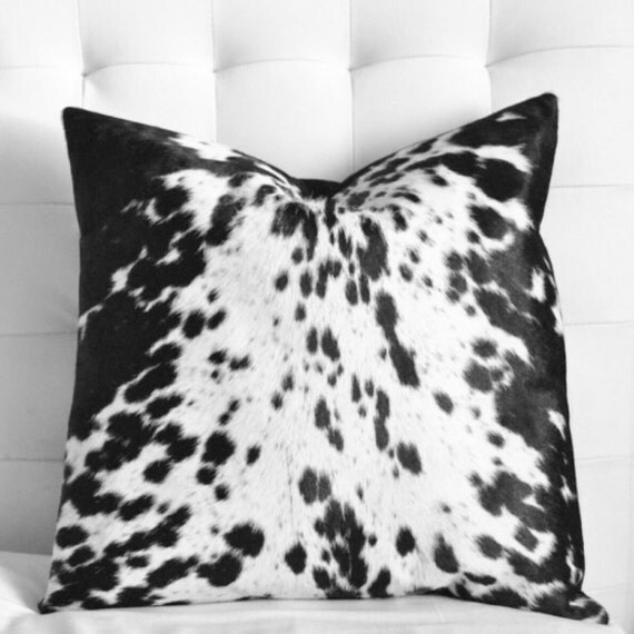 Decorative Cowhide Throw Pillow Cover Black White Cow hide