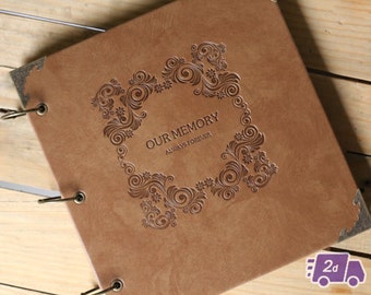 Our Memory - Engraved Expandable PU Leather Scrapbook DIY Photo Album for Weddings, Engagement, Anniversary