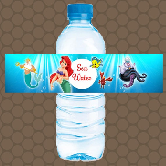 ARIEL The Little Mermaid Water Bottle Labels Wrappers Stickers