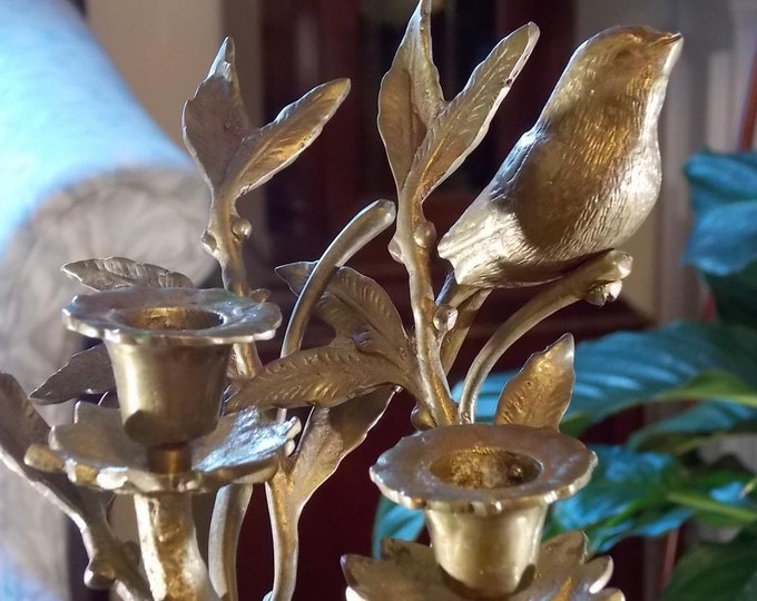 Vintage Brass Bird Candleholder