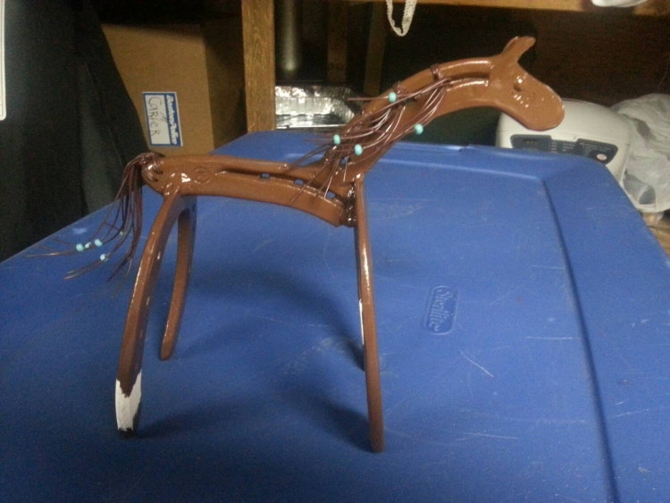 Horse Statue Horseshoe Decor Horseshoe Art by Whoagirldesigns