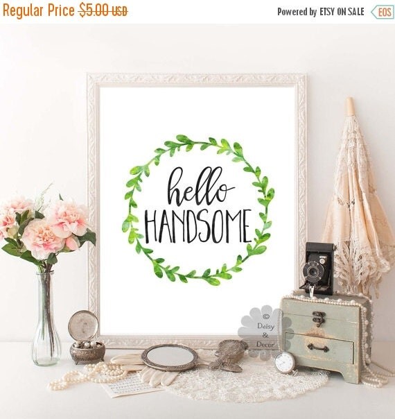 Hello handsome quote printable wall decor nursery by DaisyandDecor
