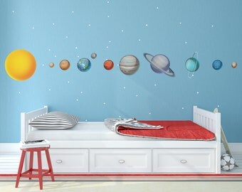 Kids Solar System Bedroom Decal / Solar System Decals / Planets Wall Stickers / Sticker For Nursery / Kids Bedroom Decoration - WDSET10019